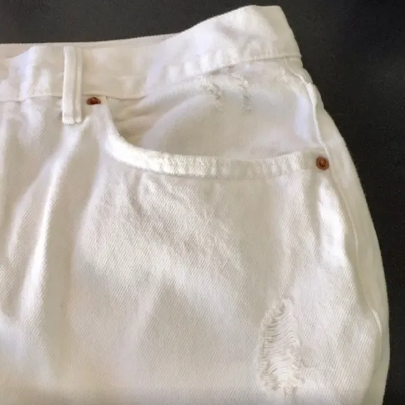 GRLFRND Karolina Distressed White Denim Jeans Button Fly • NWT