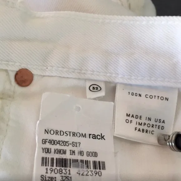 GRLFRND Karolina Distressed White Denim Jeans Button Fly • NWT