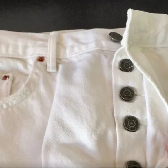 GRLFRND Karolina Distressed White Denim Jeans Button Fly • NWT