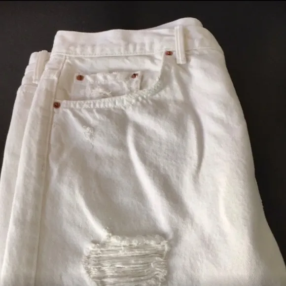 GRLFRND Karolina Distressed White Denim Jeans Button Fly • NWT