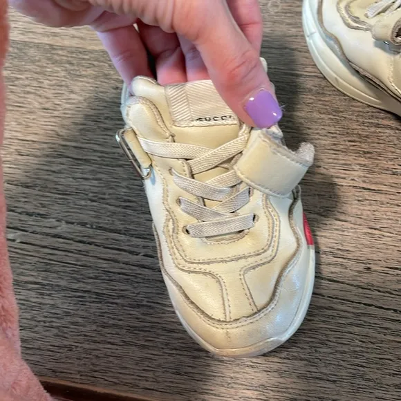 Gucci Cream and Red Sneakers Velcro Closure