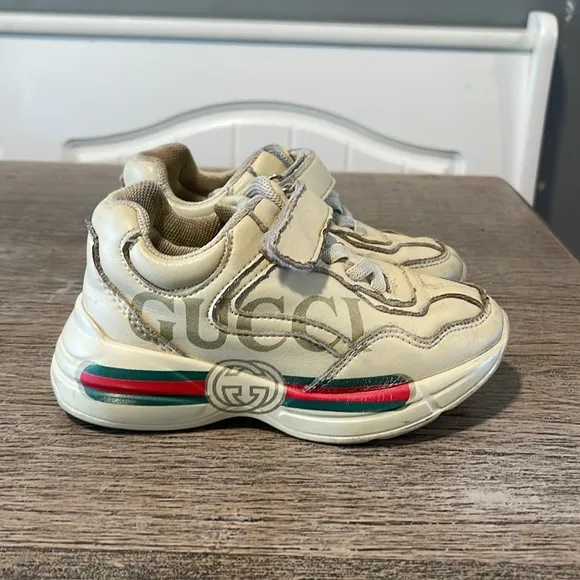 Gucci Cream and Red Sneakers Velcro Closure