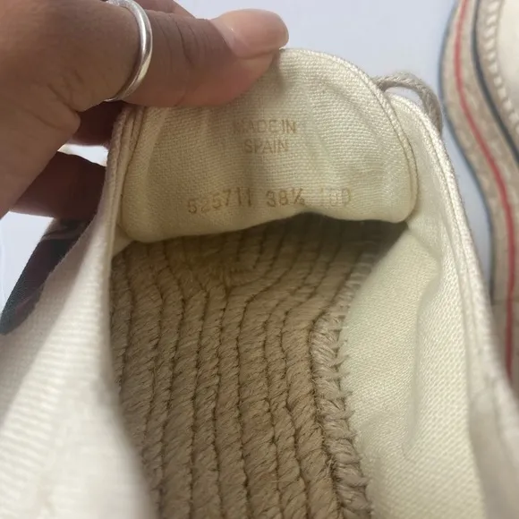 Gucci Cream Logo Print Platform Espadrilles Flats
