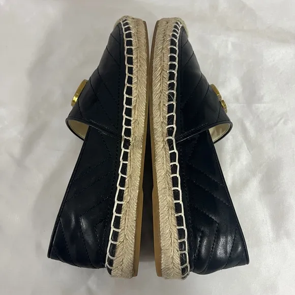 Gucci Double G Leather Espadrille Flats Size 8