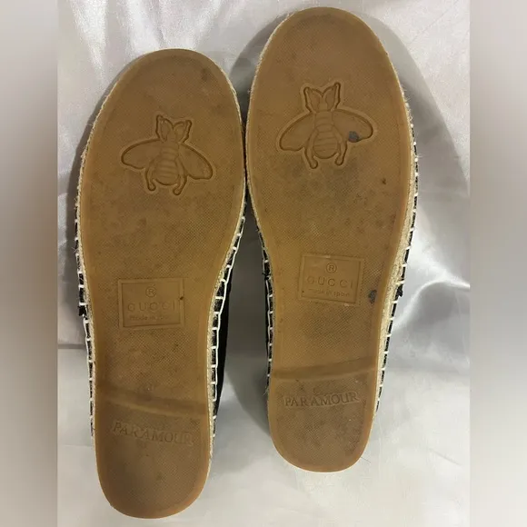 Gucci Double G Leather Espadrille Flats Size 8