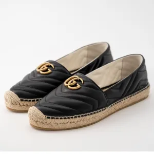 Gucci Double G Leather Espadrille Flats Size 8