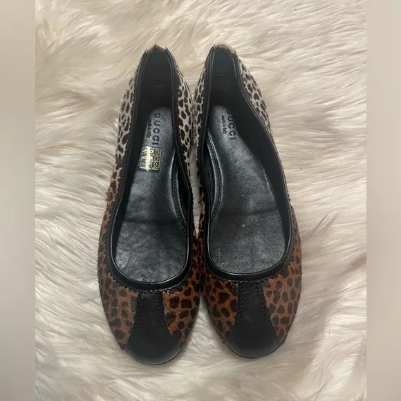 Gucci Leopard Pony Hair Ballet Flats