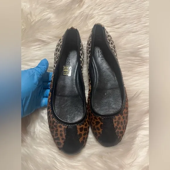 Gucci Leopard Pony Hair Ballet Flats