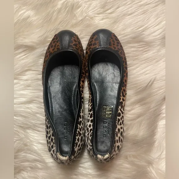 Gucci Leopard Pony Hair Ballet Flats