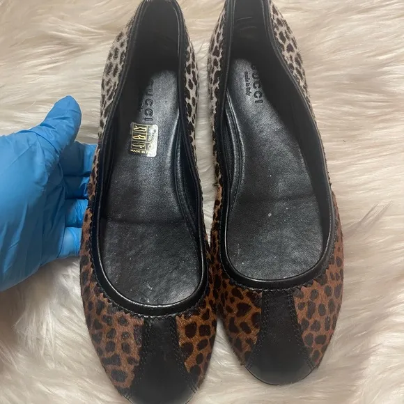 Gucci Leopard Pony Hair Ballet Flats