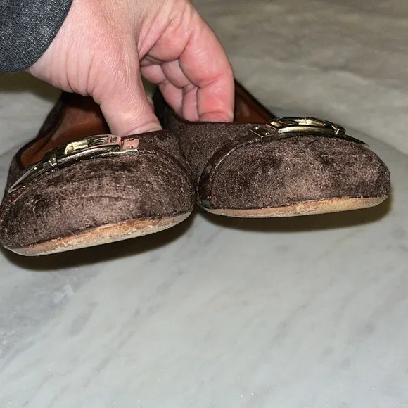 Gucci Velvet Horsebit Pattern Ballet Flats