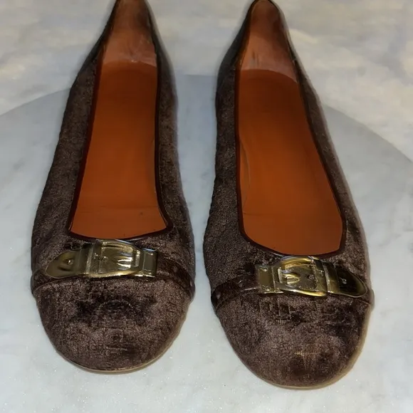 Gucci Velvet Horsebit Pattern Ballet Flats