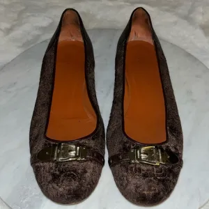 Gucci Velvet Horsebit Pattern Ballet Flats