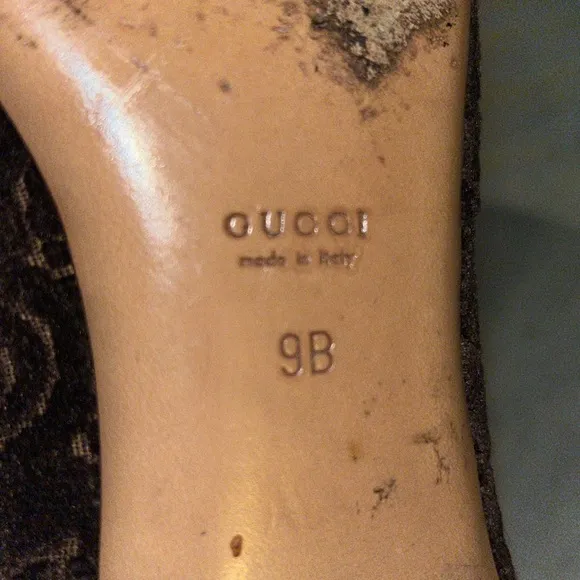 Gucci Velvet Horsebit Pattern Ballet Flats