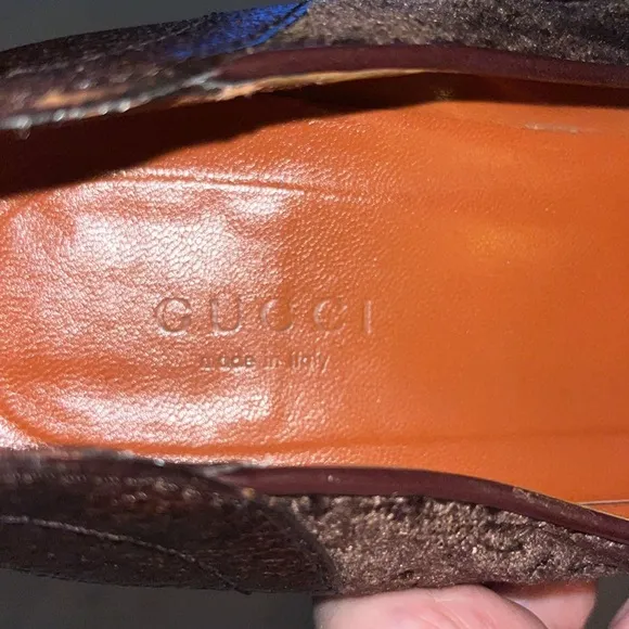 Gucci Velvet Horsebit Pattern Ballet Flats