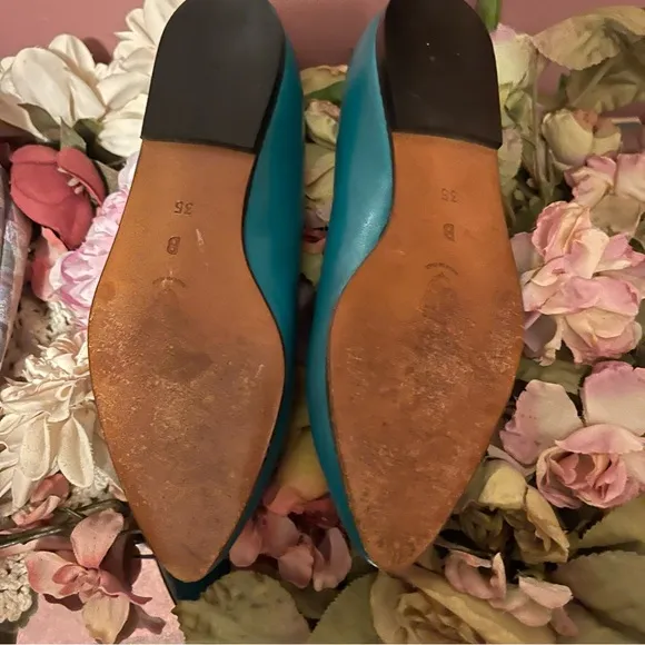 Gucci vintage Blue Green Flats Sleek Loafers