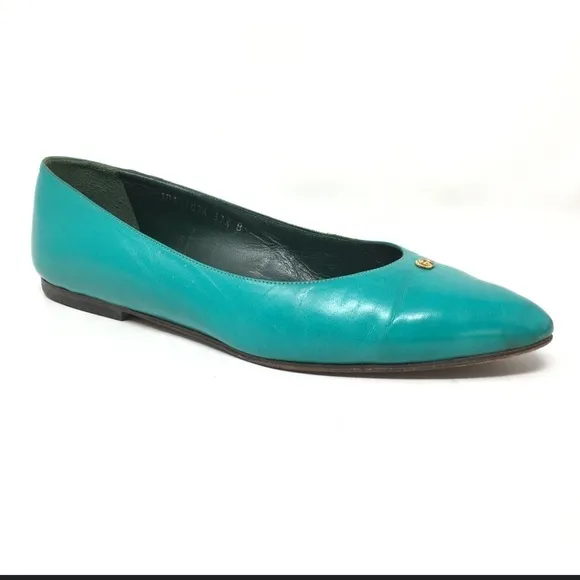 Gucci vintage Blue Green Flats Sleek Loafers