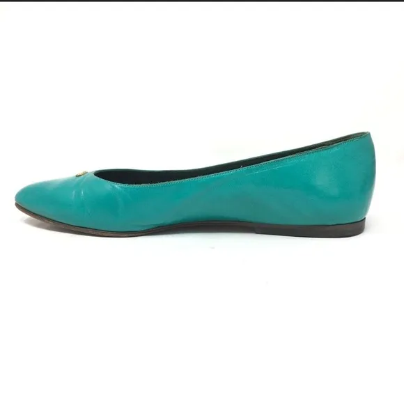 Gucci vintage Blue Green Flats Sleek Loafers