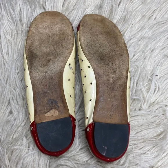 Gucci Womens Ballet Flats Horsebit yellow burgundy patent
