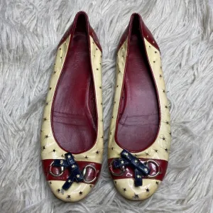 Gucci Womens Ballet Flats Horsebit yellow burgundy patent