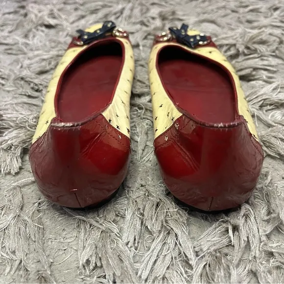 Gucci Womens Ballet Flats Horsebit yellow burgundy patent