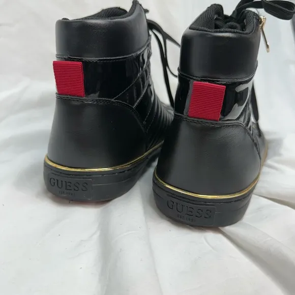 GUESS Men's Million Quilted Faux-Leather High Top Side-Zip Sneakers
