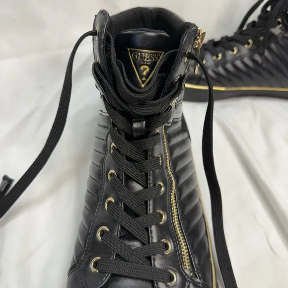 GUESS Men's Million Quilted Faux-Leather High Top Side-Zip Sneakers