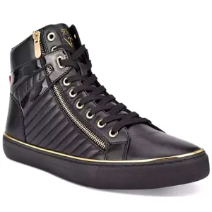 GUESS Men's Million Quilted Faux-Leather High Top Side-Zip Sneakers