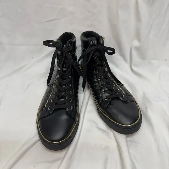 GUESS Men's Million Quilted Faux-Leather High Top Side-Zip Sneakers