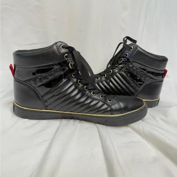 GUESS Men's Million Quilted Faux-Leather High Top Side-Zip Sneakers
