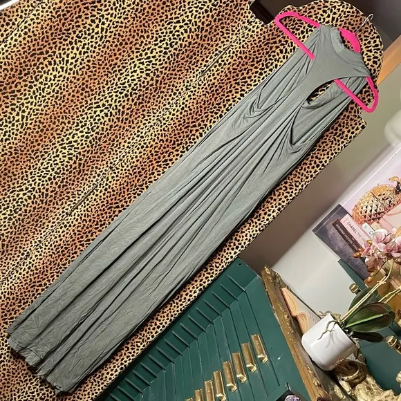 Helmet Lang racer back maxi dress in olive green