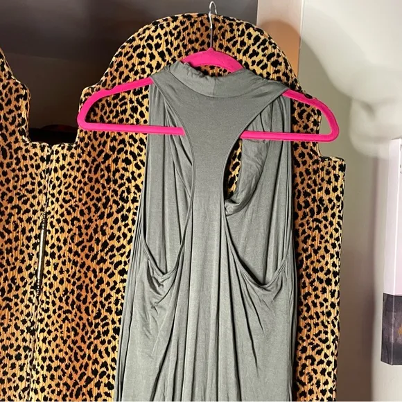 Helmet Lang racer back maxi dress in olive green