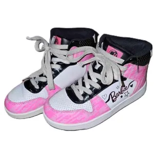 High Top Sneakers Mattel Barbie Pink And Black Lace Up Size 1y