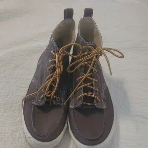 High-Top Sneakers with Brown Laces
