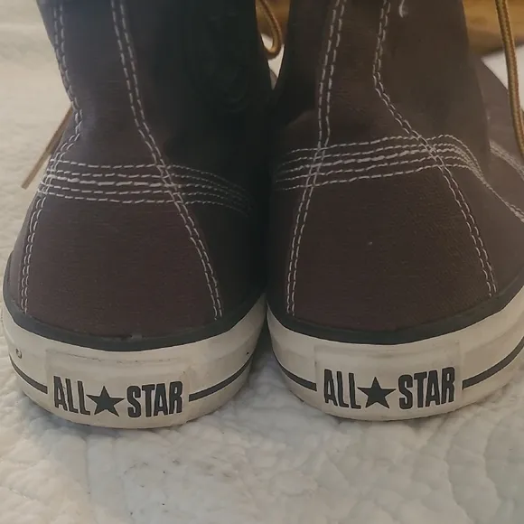 High-Top Sneakers with Brown Laces
