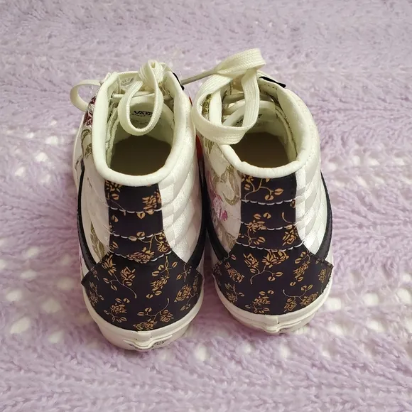 High Top Vans Floral Patchwork Style Sneakers Size 9 Boho Chic Classic