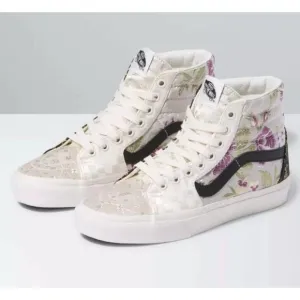 High Top Vans Floral Patchwork Style Sneakers Size 9 Boho Chic Classic