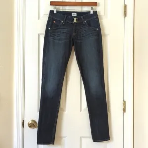 Hudson Collin Classic Low Rise Dark Wash Flap Pocket Denim Skinny Jeans 26