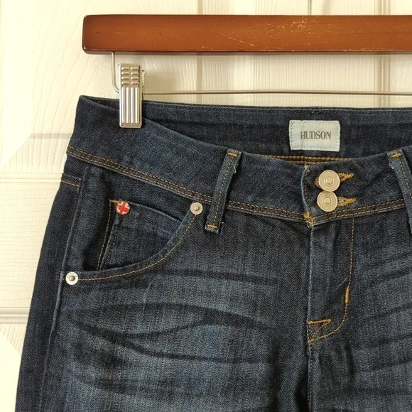 Hudson Collin Classic Low Rise Dark Wash Flap Pocket Denim Skinny Jeans 26