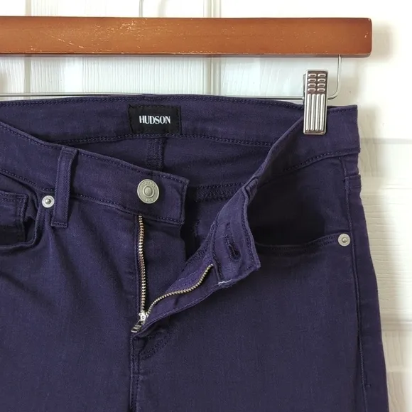 Hudson Krista Classic Mid Rise Ankle Length Super Skinny Jeans Dark Purple 26