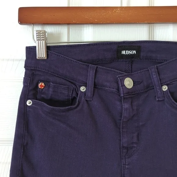 Hudson Krista Classic Mid Rise Ankle Length Super Skinny Jeans Dark Purple 26