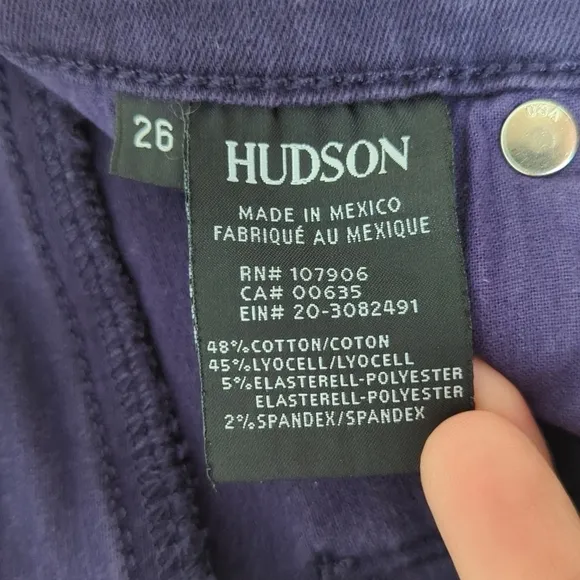 Hudson Krista Classic Mid Rise Ankle Length Super Skinny Jeans Dark Purple 26