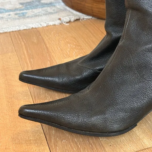 Hugo Boss Black Leather Knee Boots