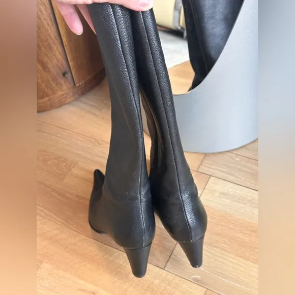 Hugo Boss Black Leather Knee Boots