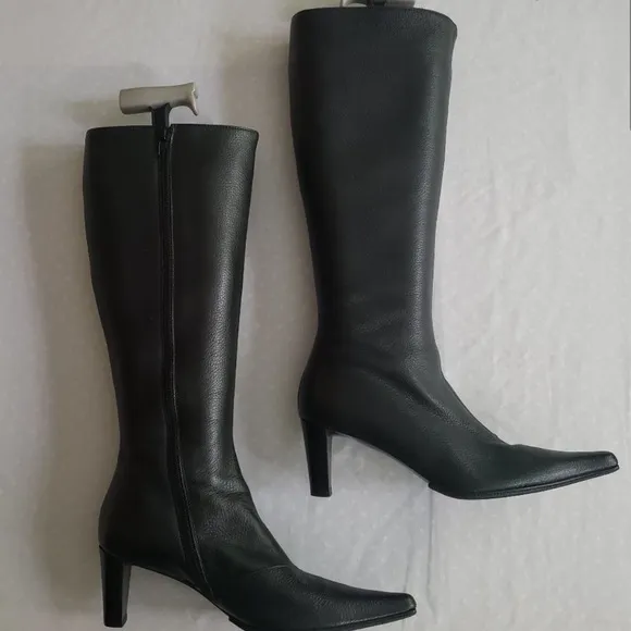 Hugo Boss Black Leather Knee Boots