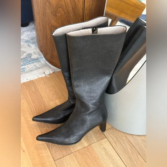 Hugo Boss Black Leather Knee Boots