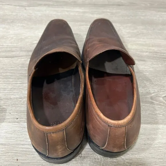 Hugo Boss Brown Leather Square Toe Dress Shoes Oxford Loafers Men’s Size 9