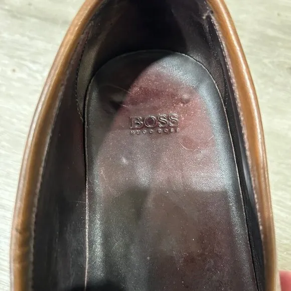 Hugo Boss Brown Leather Square Toe Dress Shoes Oxford Loafers Men’s Size 9