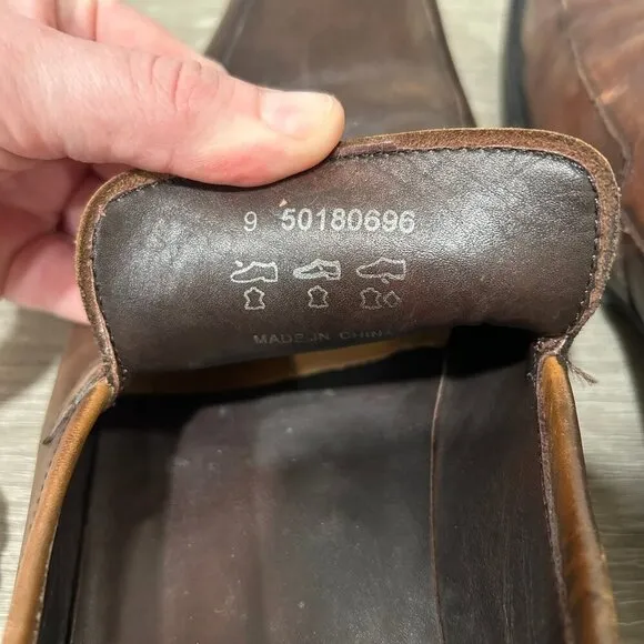 Hugo Boss Brown Leather Square Toe Dress Shoes Oxford Loafers Men’s Size 9