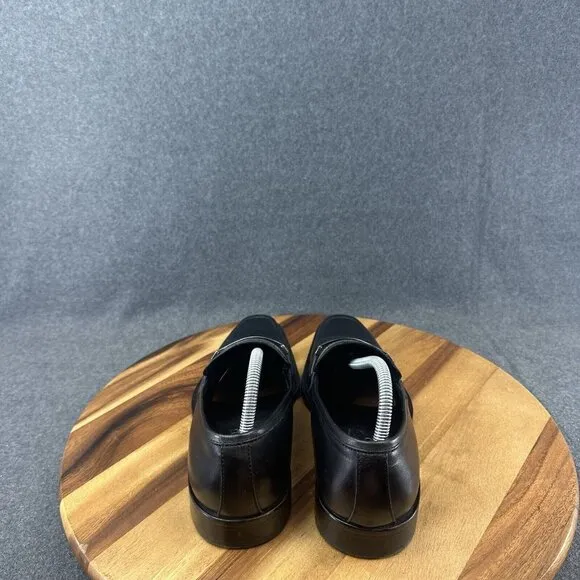 Hugo Boss Men's Carl Dress Loafers Shoes Size 8 Black Leather Logo Slip-On